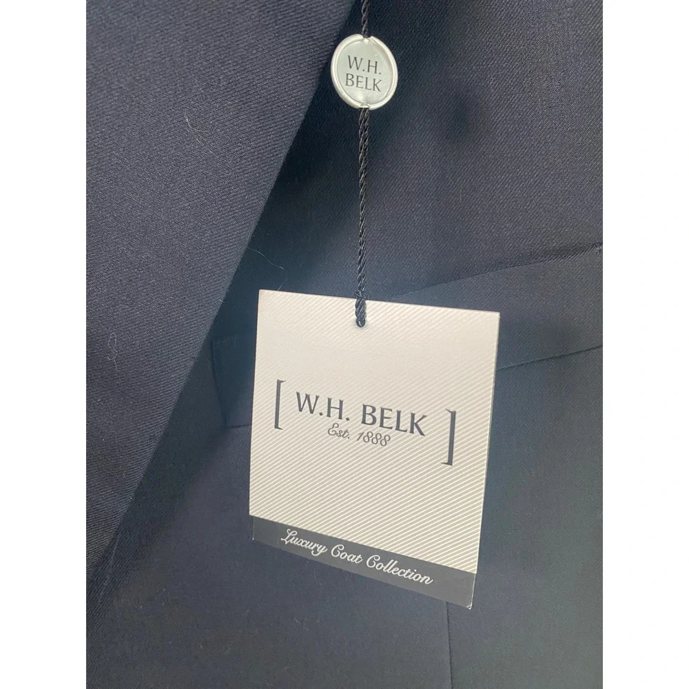 W.H. Belk Mens Navy Super‎ 120s Wool Blazer Sport Coat 50R NWT 211231 FLAW